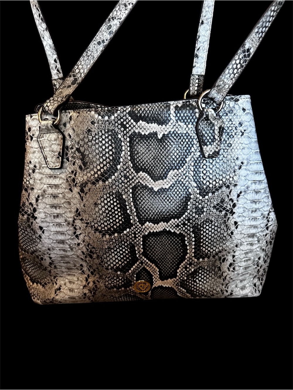 Anne Klein Python-Print Tote Bag in Black & White